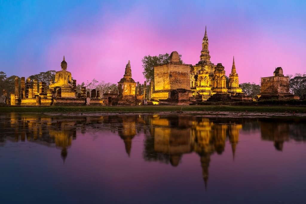 phra nakhon si ayutthaya, lagoon, reflection, ayutthaya, water reflection, mirroring, illuminated, sunset, dusk, twilight, buddha purnima, buddha, ancient, architecture, art, asia, thailand, nature, pagoda, phuket, statue, sukhothai, sunrise, water