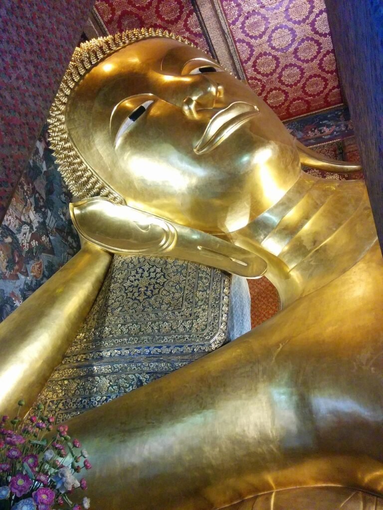 buddah, lying, temple, thailand, bangkok, gold