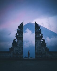 nature, wallpaper, background, mountain, clouds, mobile wallpaper, sky, purple, blue, man, lock screen wallpaper, temple, samsung wallpaper, gates, beautiful wallpaper, outdoor, sky background, landscape, atmospheric, bali, mobile wallpaper 4k, indonesia, android wallpaper, blue nature, blue background, blue sky, blue landscape, ipad wallpaper, blue mountain, blue clouds, blue wallpaper, blue natural, aesthetic wallpaper, phone wallpaper, iphone wallpaper