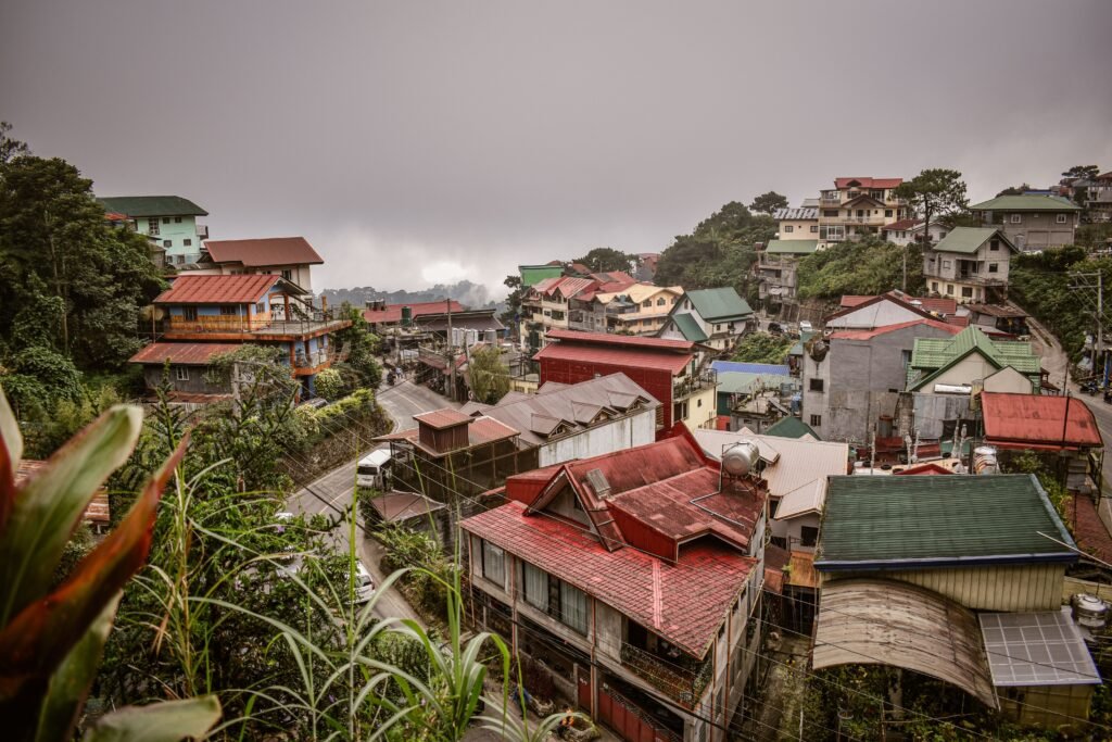 Scenic view of vibrant rooftops in Baguio City, capturing the essence of a mountainous residential area.